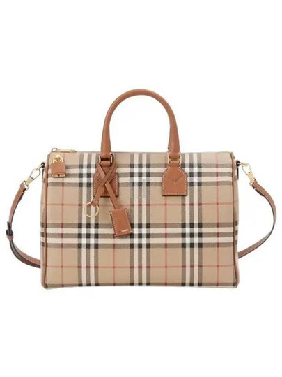 Medium Check Bowling Tote Bag Archive Beige Briar Brown - BURBERRY - BALAAN 2