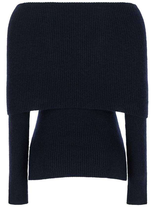 Blue Off-The-Shoulders Long Sleeve Top In Ribbed Wool Blend Woman - FABIANA FILIPPI - BALAAN 2