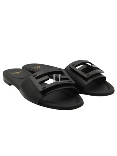 Baguette FF Logo Leather Slippers Black - FENDI - BALAAN 2