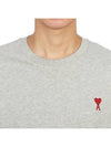 Chain Stitch Heart Logo Long Sleeve T-Shirt Grey - AMI - BALAAN 6