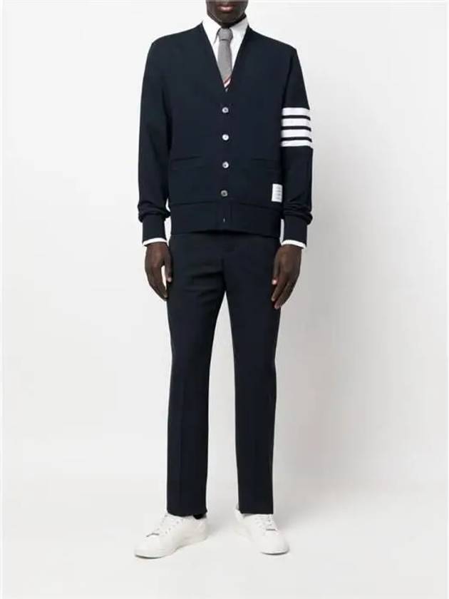 V-Neck 4 Bar Cardigan Navy - THOM BROWNE - BALAAN 3