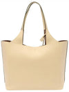 Logo Charm Medium Leather Shopper Tote Bag Beige - TOD'S - BALAAN 4