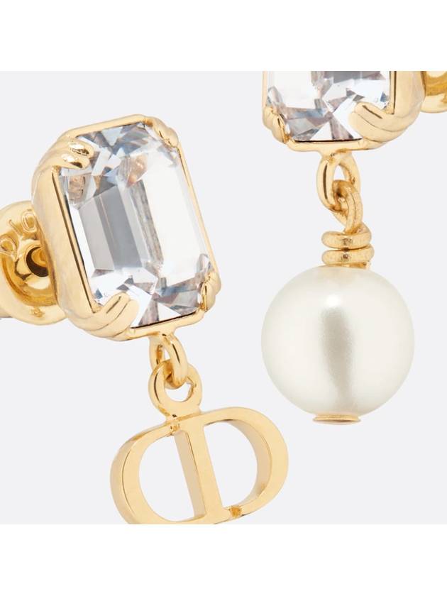 Petit CD Earrings Gold Finish Metal White Resin Pearl Silver Tone Crystal E3574WOMCY D03S - DIOR - BALAAN 4