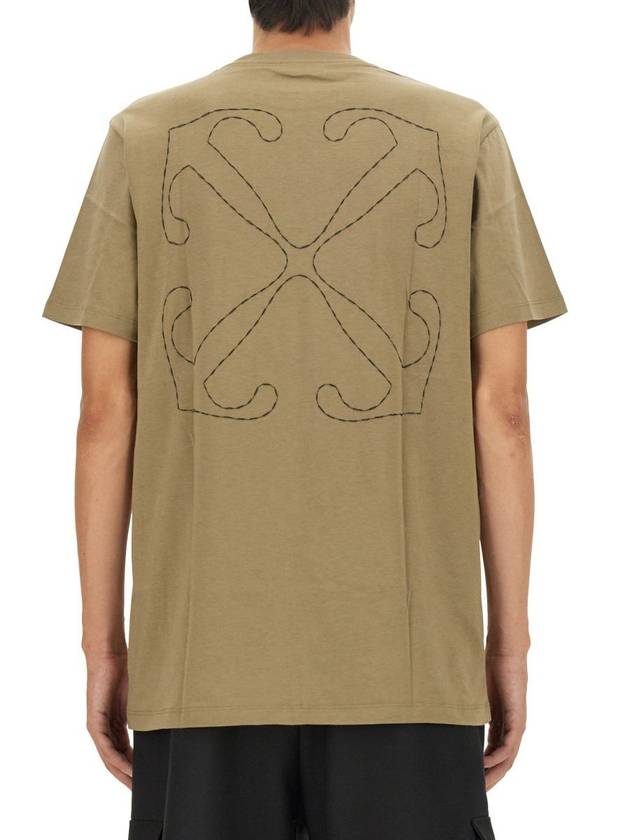 men's logo embroidery short-sleeved t-shirt beige - OFF WHITE - BALAAN 4