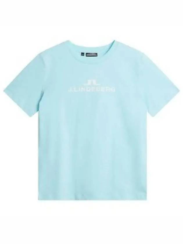 Alpha Logo Print Short Sleeve T-Shirt Light Blue - J.LINDEBERG - BALAAN 1