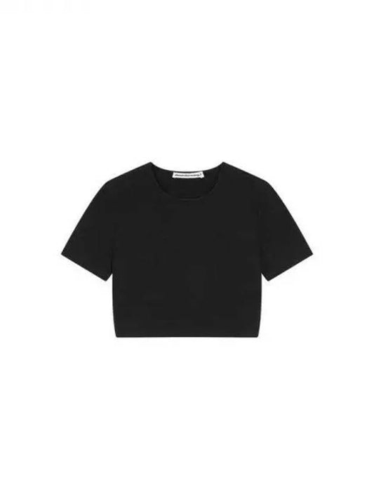 Logo jacquard crop tshirt black 271203 - ALEXANDER WANG - BALAAN 1