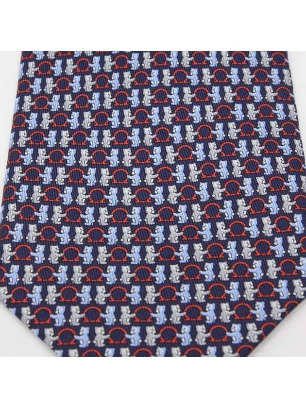 Bear Logo Print Silk Tie Navy - SALVATORE FERRAGAMO - BALAAN 2