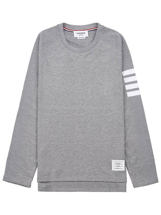 4-Bar Striped Cotton Long Sleeve T-Shirt Light Grey - THOM BROWNE - BALAAN 2