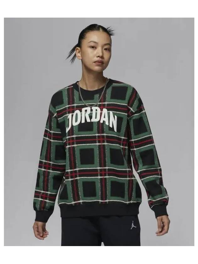 Jordan Brooklyn Fleece Graphic Crew Neck Sweatshirt W Goji Green HM5499 341 - NIKE - BALAAN 1