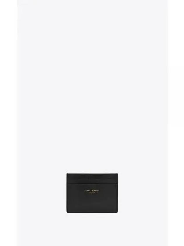 Embossed Logo Leather Card Wallet Black - SAINT LAURENT - BALAAN 2