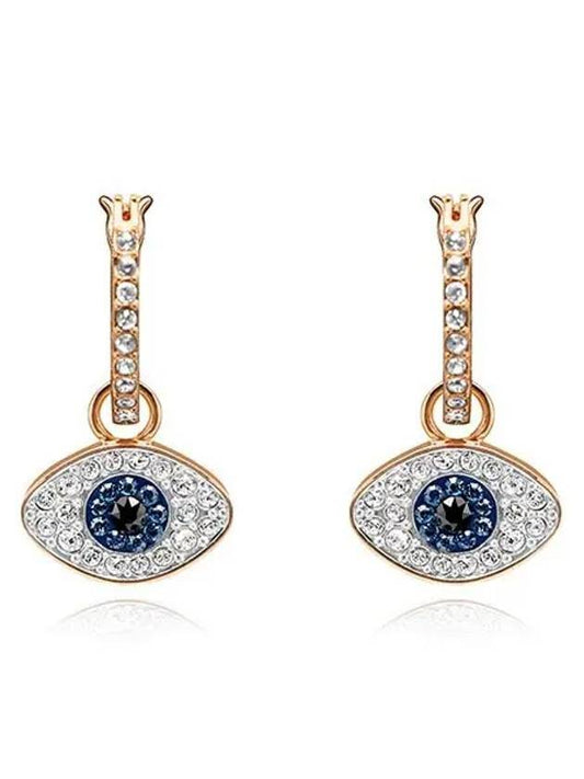 Evil Eye Hoop Earrings Blue Rose Gold - SWAROVSKI - BALAAN 1