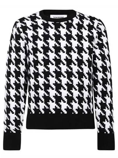 Houndstooth Quilted Merino Wool Knit Top Black White - THOM BROWNE - BALAAN 2