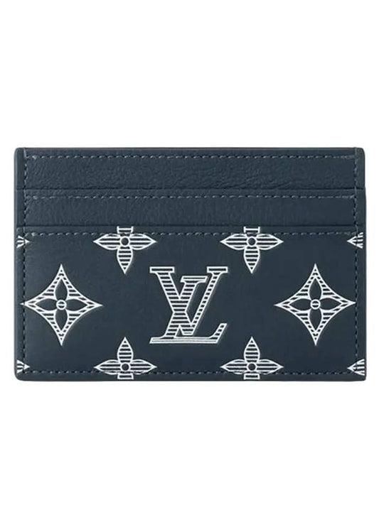 Double Monogram Shadow Calfskin Card Wallet Navy - LOUIS VUITTON - BALAAN 1