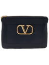 V Logo Clutch Bag Black - VALENTINO - BALAAN 1