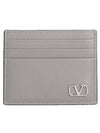 V Logo Signature Card Wallet Pearl Grey - VALENTINO - BALAAN 1