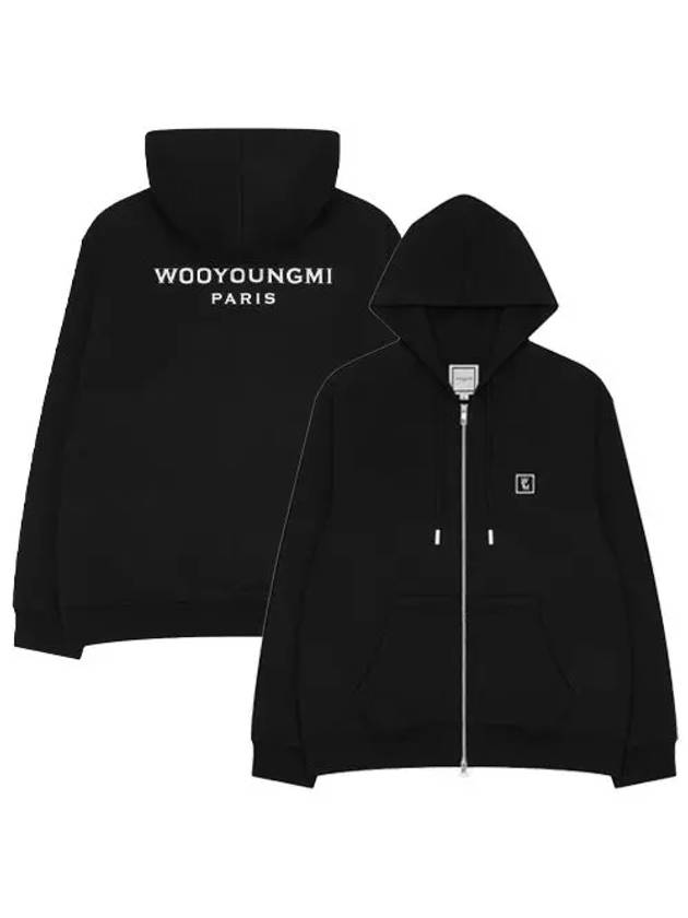 Men's Back Logo Cotton Zip-Up Hoodie Black - WOOYOUNGMI - BALAAN 1