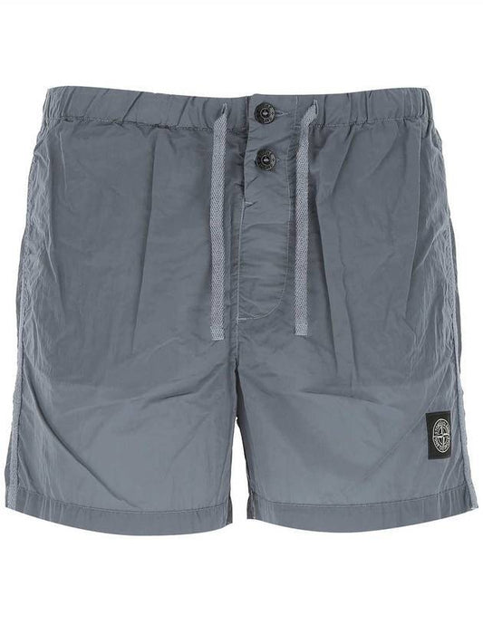 Logo Patch Nylon Metal Swim Shorts Blue Gray - STONE ISLAND - BALAAN.