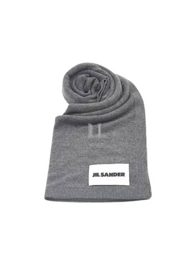 Logo Patch Cashmere Muffler Grey - JIL SANDER - BALAAN 2