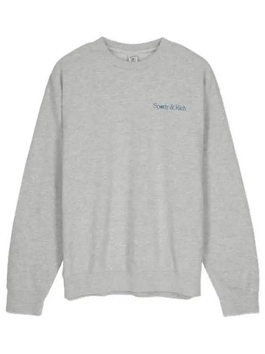 Racquet Club Crew Neck Sweatshirt Heather Gray Steel Blue - SPORTY & RICH - BALAAN 1