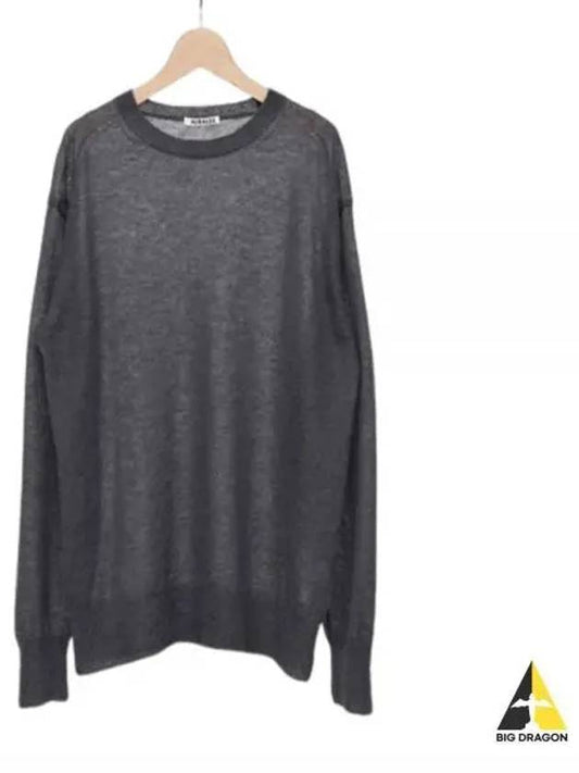 KID MOHAIR SHEER KNIT PO DARK GRAY A24SP02FG Kid mohair sheer knit pullover - AURALEE - BALAAN 1