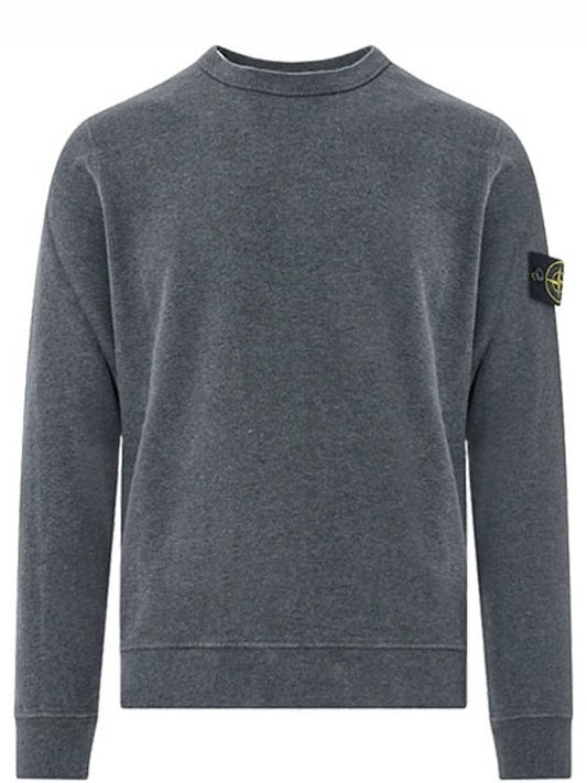 Brushed Cotton Fleece Garment Dyed Crewneck Sweatshirt Dark Grey Melange - STONE ISLAND - BALAAN 2