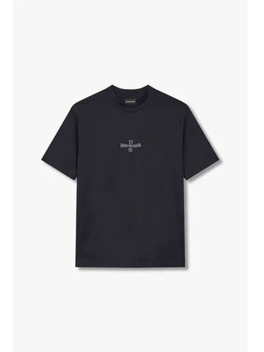 Men s Center Logo Mock Neck T Shirt Dark Navy - EMPORIO ARMANI - BALAAN 1