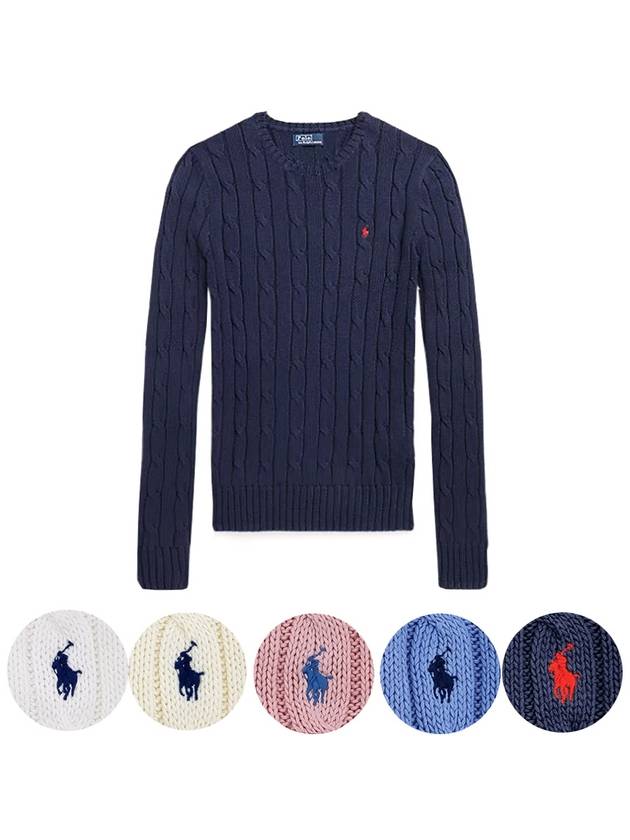 Polo Cable Knit Cotton Women's Round Neck Sweater - POLO RALPH LAUREN - BALAAN 1