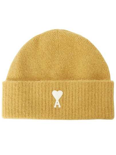 Paris Logo Patch Knit Beanie Yellow - AMI - BALAAN 2