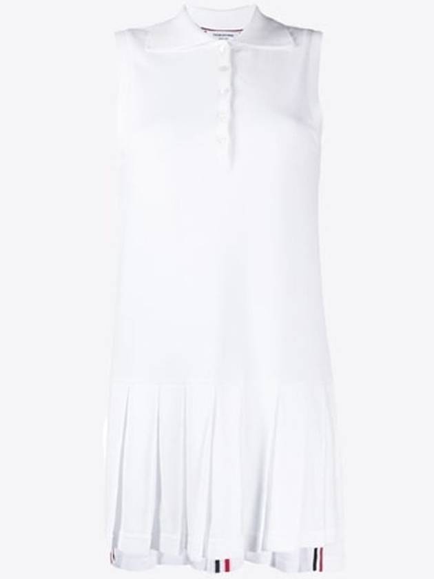 Women's Classic Pique Sleeveless Tennis Dress White - THOM BROWNE - BALAAN 2