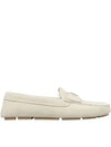 Triangle Logo Suede Driving Shoes Beige - PRADA - BALAAN 2