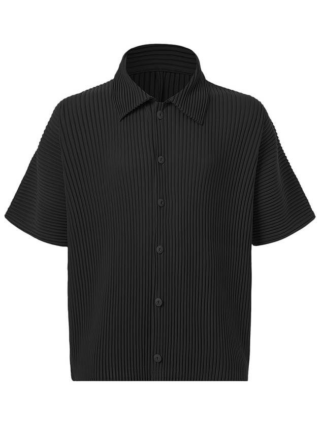 Full-Open Pleats Short Sleeve Shirt Black - MONPLISSE - BALAAN 1