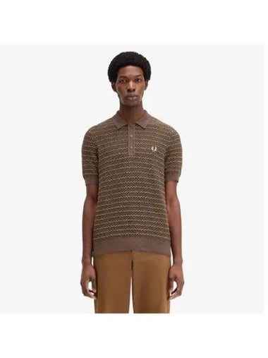 Fred Perry Sharp Boucle Jacquard Knit Shirt Carrington Roadbrick AFPM2438549 U53 - FRED PERRY - BALAAN 1