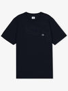 Logo Patch Short Sleeve T-Shirt Blue - CP COMPANY - BALAAN 3