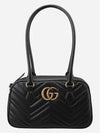 GG Marmont Leather Small Top Handle Shoulder Bag Black - GUCCI - BALAAN 2