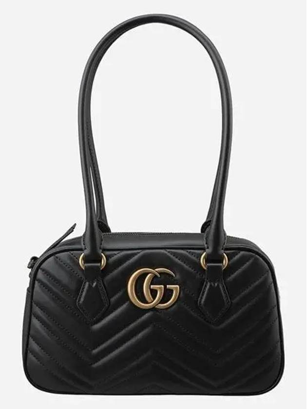 GG Marmont Leather Small Top Handle Shoulder Bag Black - GUCCI - BALAAN 2