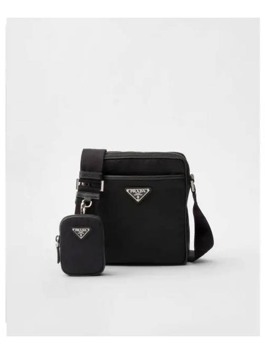 Triangle Logo Re-Nylon Saffiano Leather Cross Bag Black - PRADA - BALAAN 2