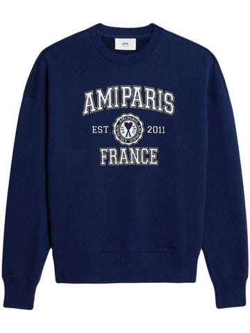 Logo Print Sweatshirt Navy - AMI - BALAAN 1