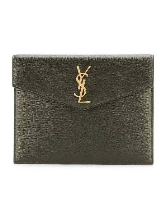 Envelope Uptown Baby Clutch Bag Dark Green - SAINT LAURENT - BALAAN 2