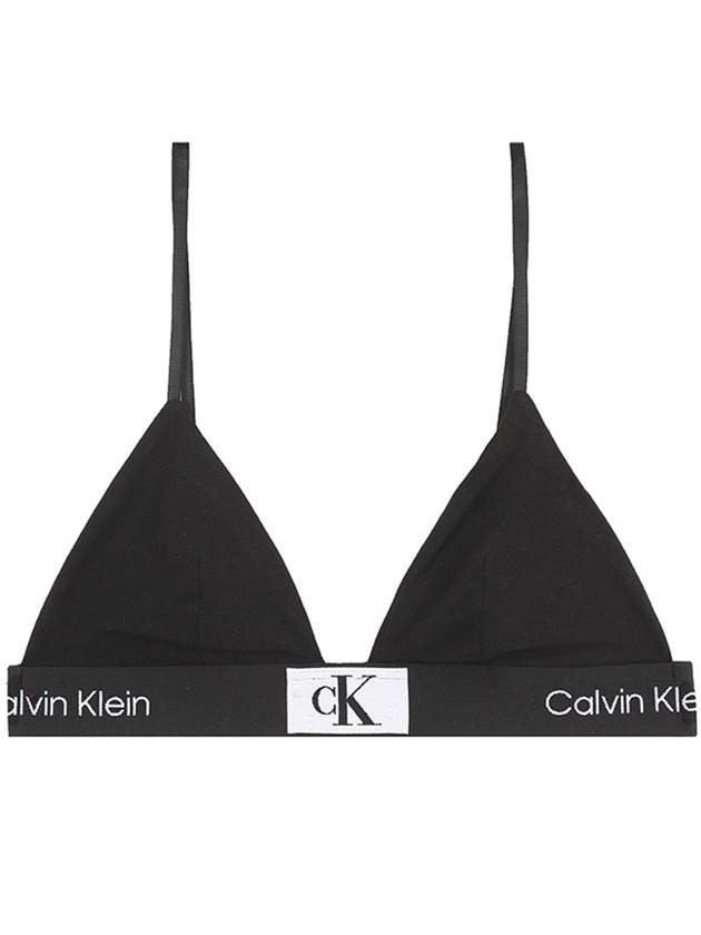 Unlined Triangle Logo Print Cotton Bra Black - CALVIN KLEIN - BALAAN 1