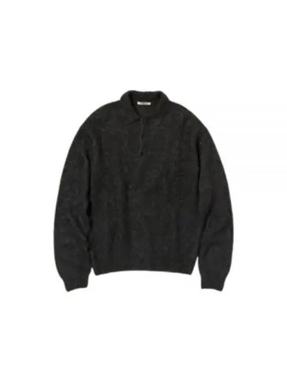 Brushed Super Kid Mohair Knit Polo Shirt Ink Black - AURALEE - BALAAN 2