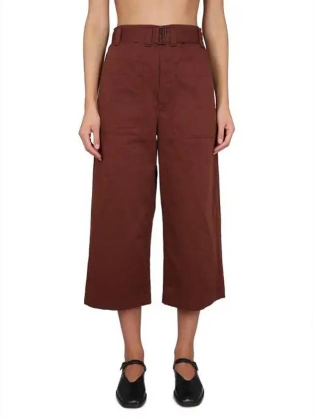 Belted Pocket Crop Pants  Brown - LEMAIRE - BALAAN 2