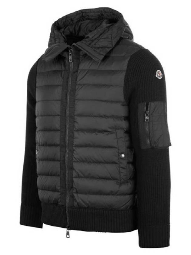 Padded Wool Hooded Zip-Up Cardigan Black - MONCLER - BALAAN 4