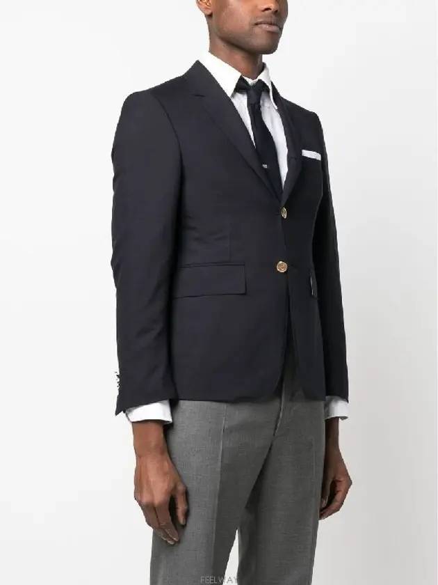 Plain Weave Suiting 4 Bar Classic Sport Jacket Dark Blue - THOM BROWNE - BALAAN 3