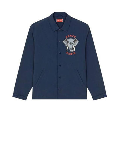 Elephant Print Coach Overshirt Jacket Navy - KENZO - BALAAN 2