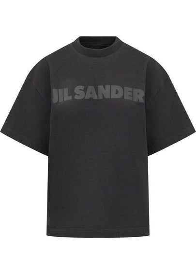 Logo Print Short Sleeve T-Shirt Black - JIL SANDER - BALAAN 2