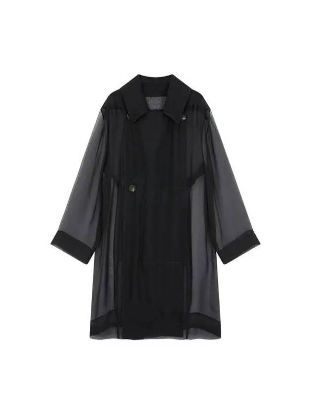 WOMEN Big collar silk seethrough coat black 270948 - RICK OWENS - BALAAN 1