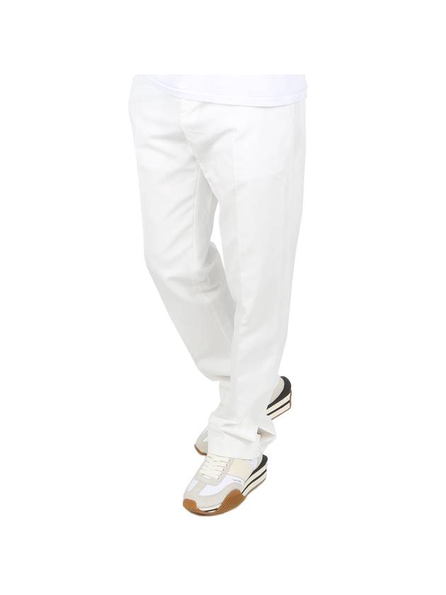 Ankle Slit Cotton Straight Pants White - DIOR - BALAAN 1