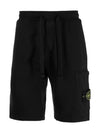 Waffen Patch  Fleece Bermuda Shorts Black - STONE ISLAND - BALAAN 3