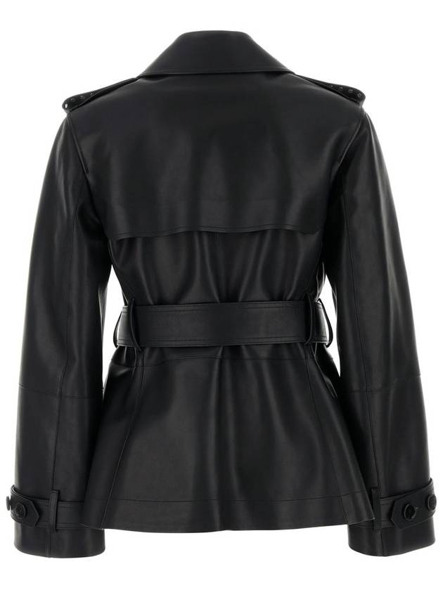 Belted Leather Jacket Black - BURBERRY - BALAAN 3