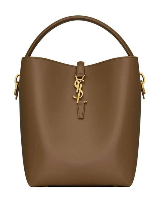 Le 37 Leather Bucket Bag Brown - SAINT LAURENT - BALAAN 1